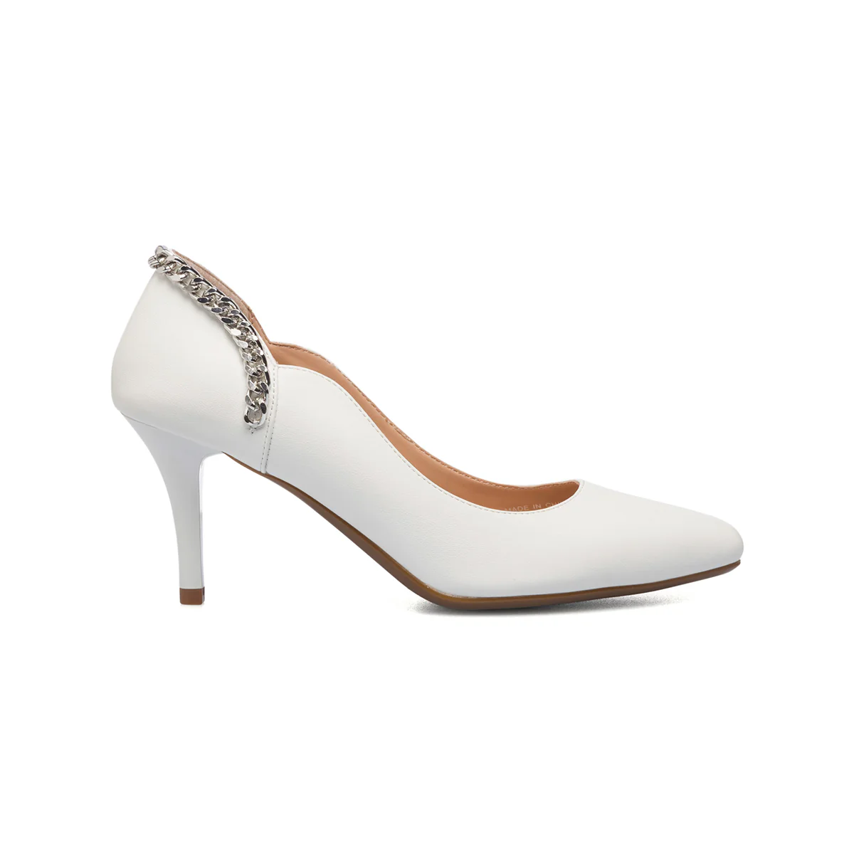 Décolleté bianche con catenina argento e tacco 7 cm Lora Ferres - Image 6