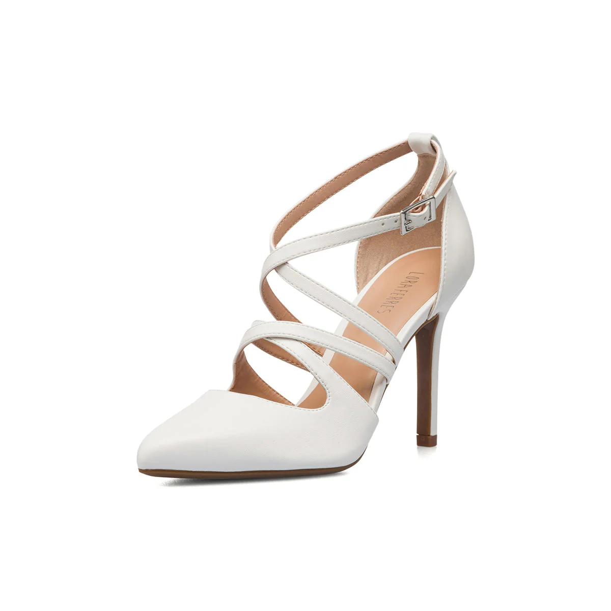 Décolleté bianche con cinturini incrociati e tacco 9 cm Lora Ferres - Image 2