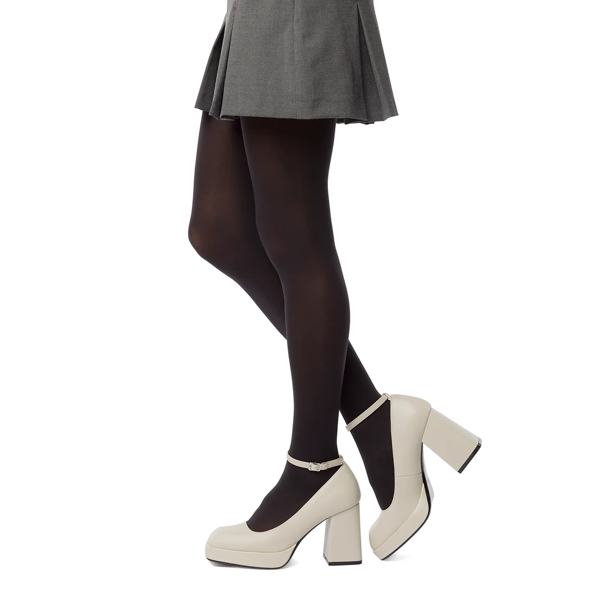 Décolleté bianche con punta squadrata e tacco a blocco 9 cm Swish Jeans - Image 4