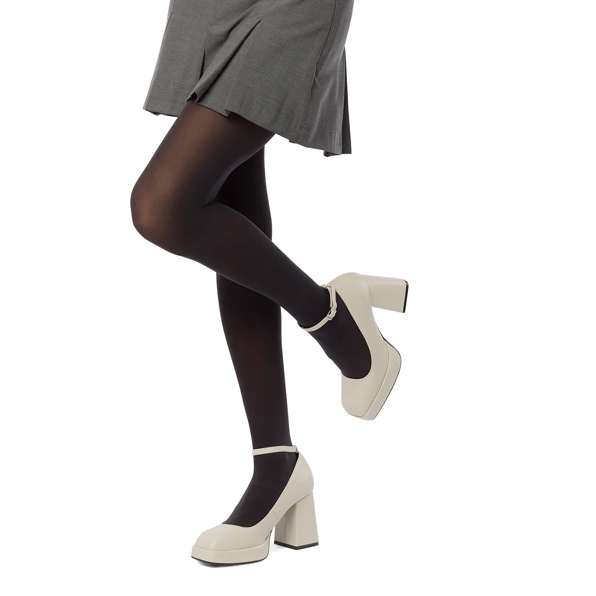 Décolleté bianche con punta squadrata e tacco a blocco 9 cm Swish Jeans - Image 5