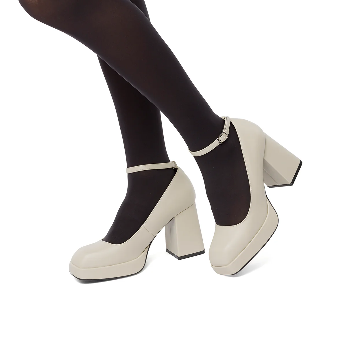 Décolleté bianche con punta squadrata e tacco a blocco 9 cm Swish Jeans - Image 6