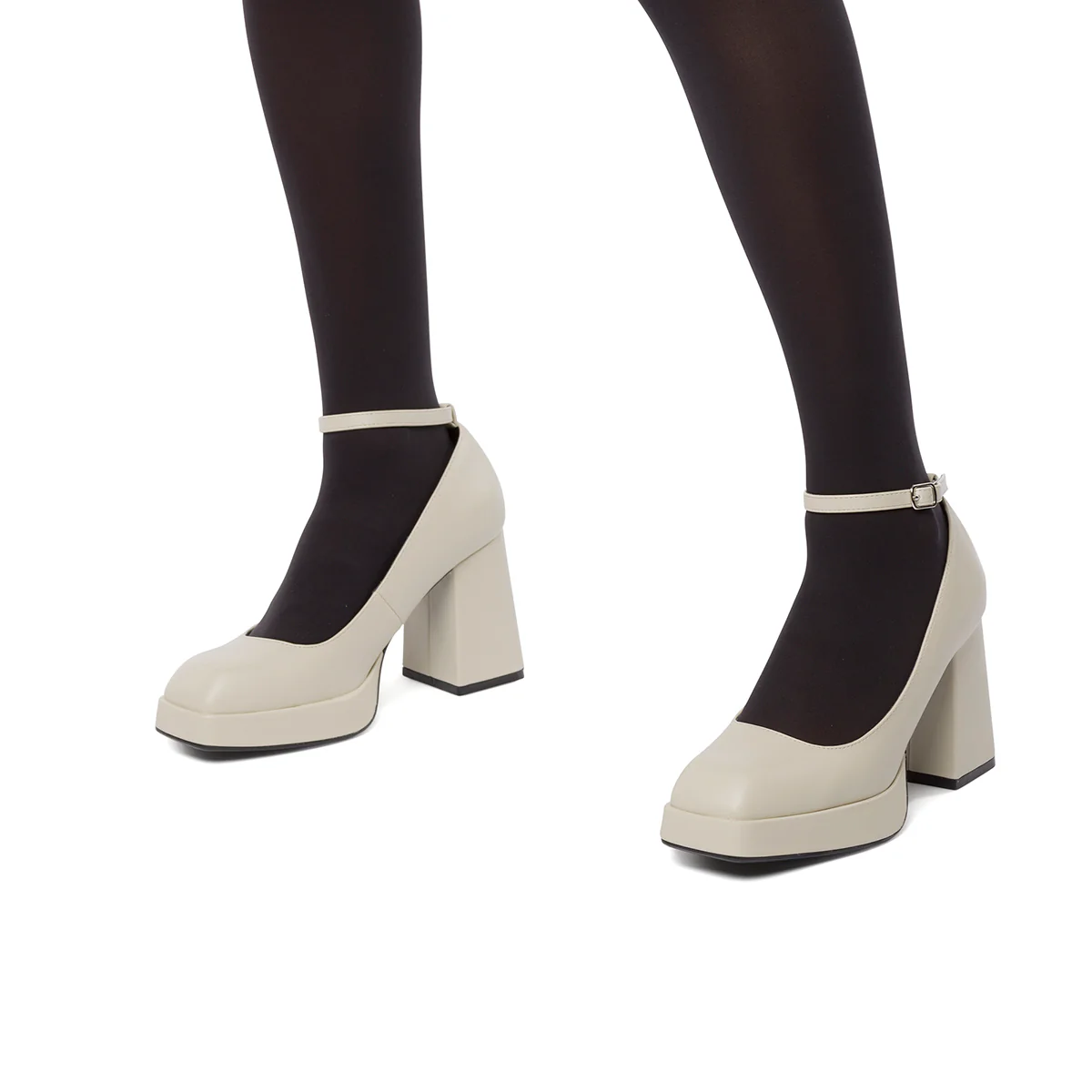 Décolleté bianche con punta squadrata e tacco a blocco 9 cm Swish Jeans - Image 7