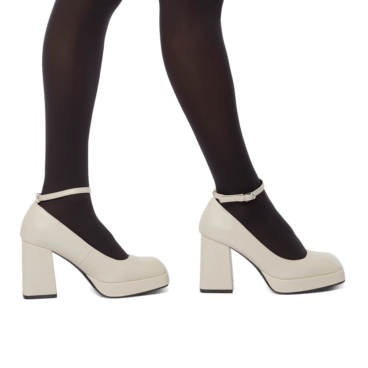Décolleté bianche con punta squadrata e tacco a blocco 9 cm Swish Jeans - Image 9