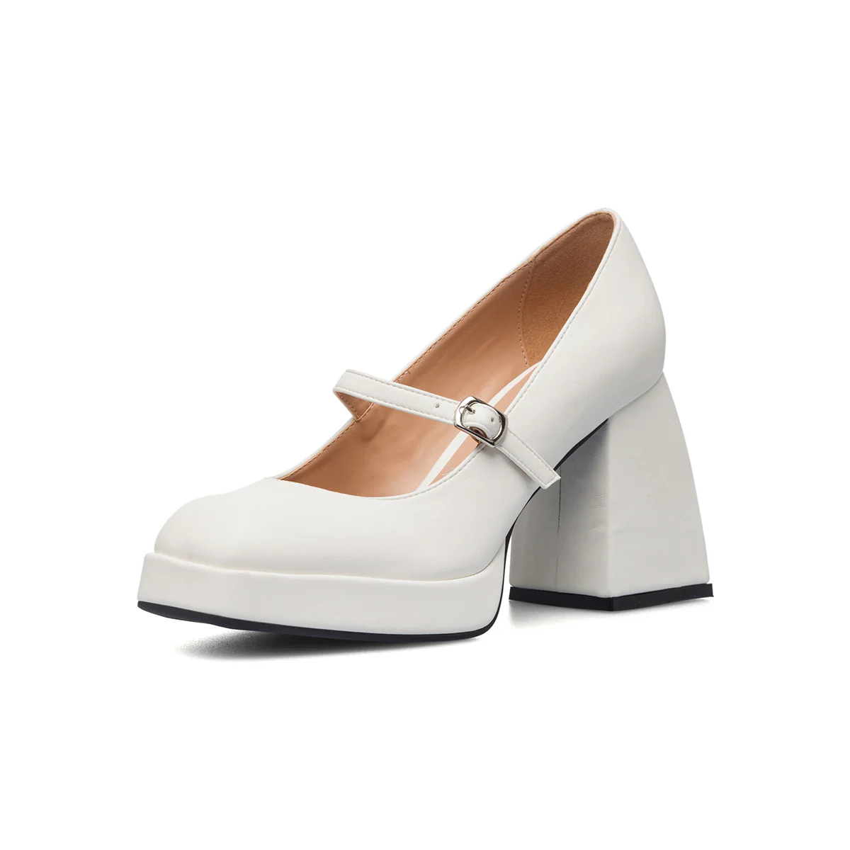 Décolleté bianche con tacco quadrato 8 cm Lora Ferres - Image 2