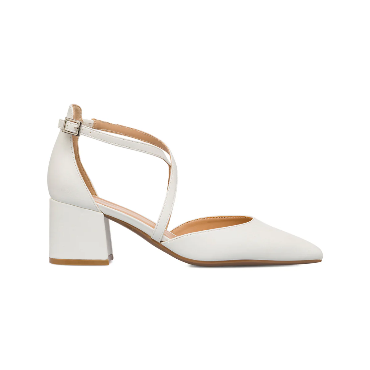 Décolleté bianche da Donna con cinturino incrociato e tacco 6 cm Lora Ferres - Image 4