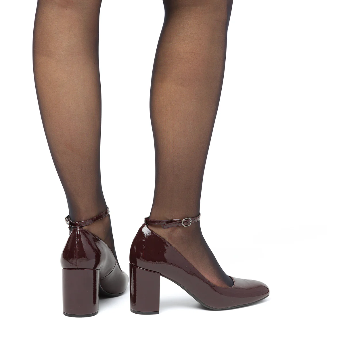 Décolleté Mary Jane bordeaux da donna effetto vernice con tacco 7,5 cm Lora Ferres - Image 2