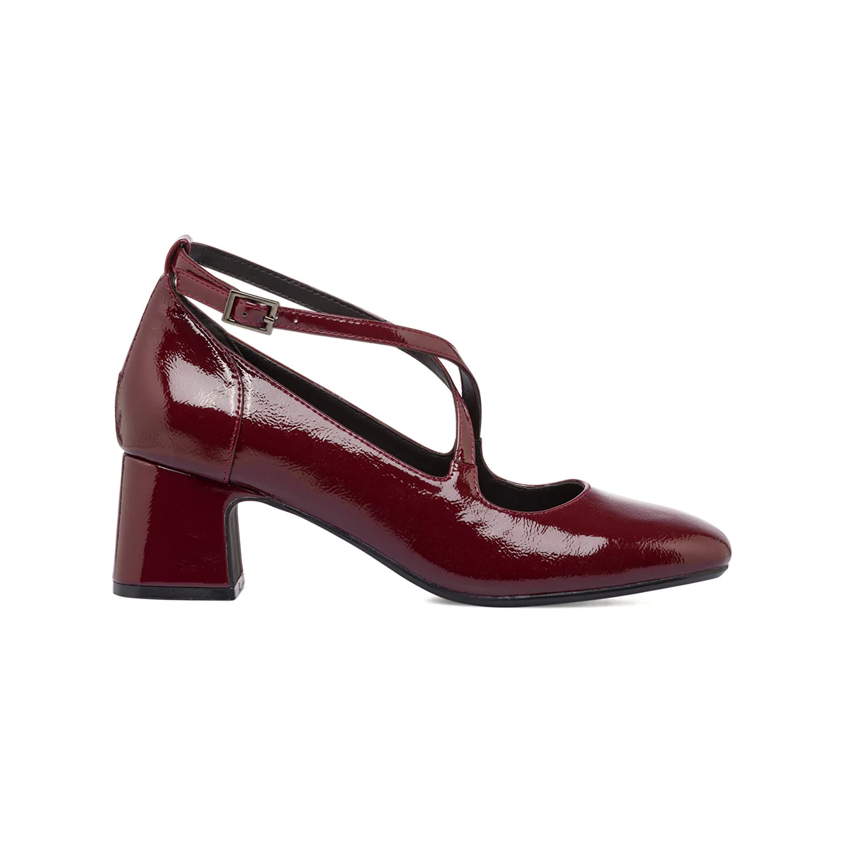 Décolleté bordeaux in vernice con cinturini incrociati Lora Ferres - Image 5