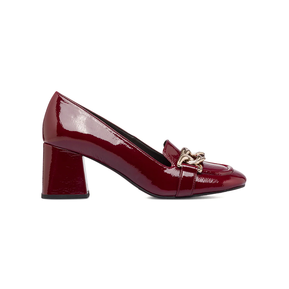 Décolleté bordeaux in vernice con maxi-catena e tacco 6,5 cm Lora Ferres - Image 4