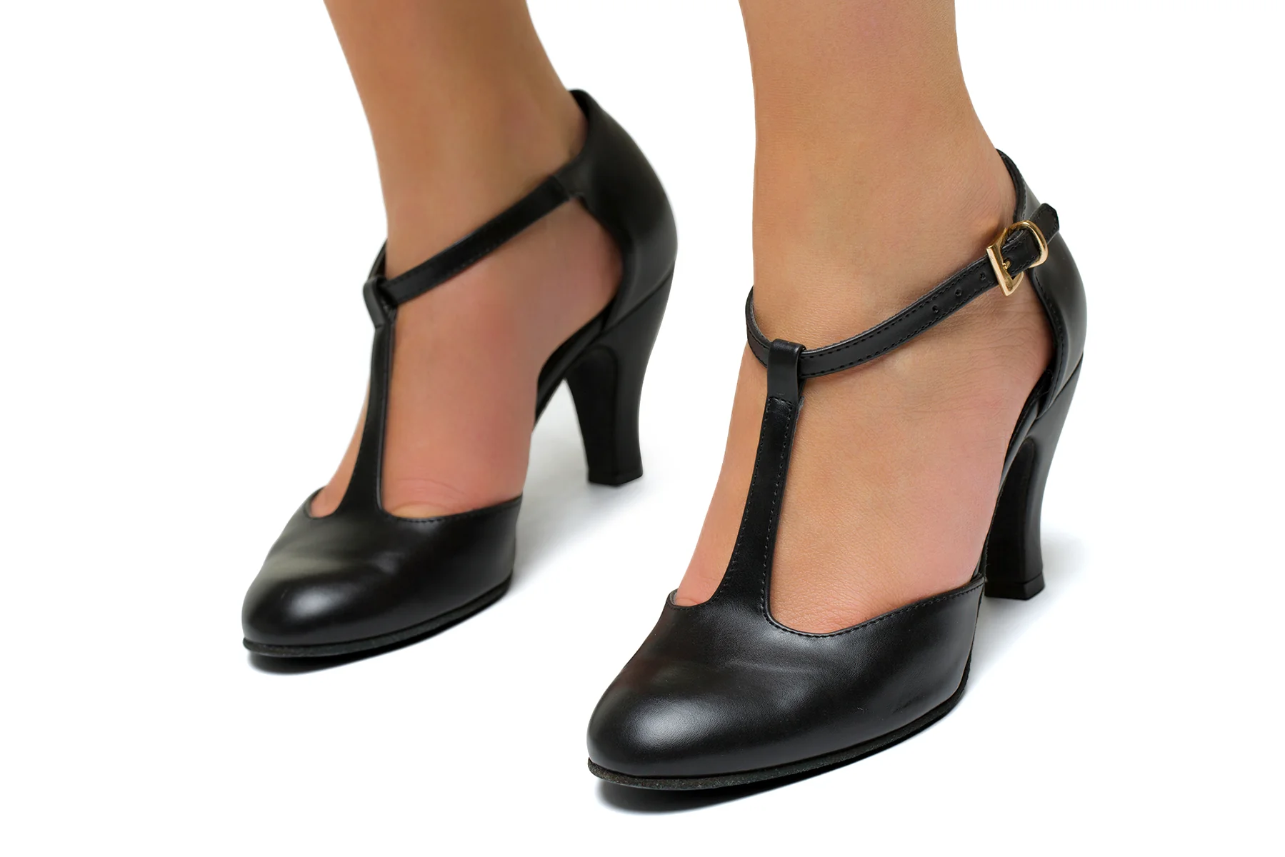 Décolleté da ballo nere con cinturino t-bar e tacco 8 cm - Image 12
