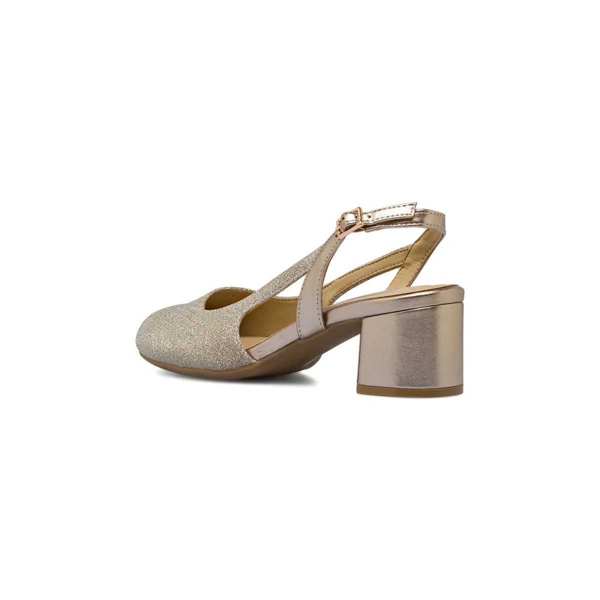 Décolleté da donna beige glitterate con tacco a colonna 5 cm P Soft - Image 3