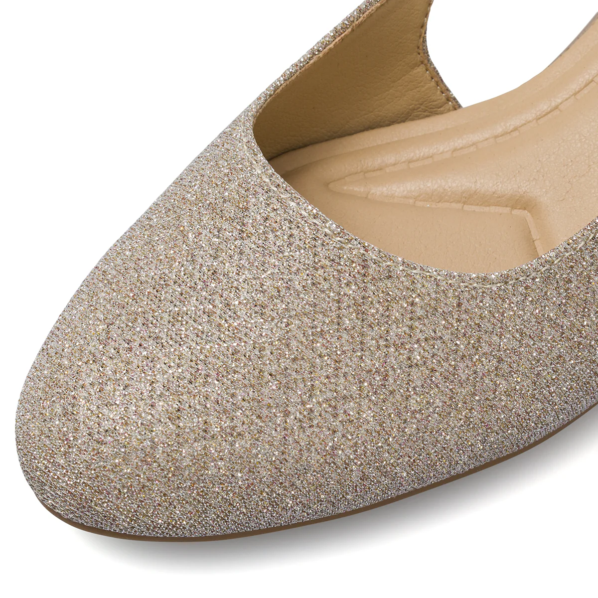Décolleté da donna beige glitterate con tacco a colonna 5 cm P Soft - Image 5