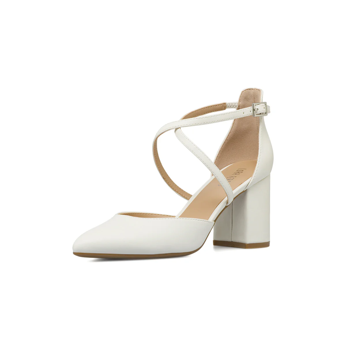 Décolleté da donna bianche Lora Ferres con tacco 7,5 cm e cinturino - Image 3
