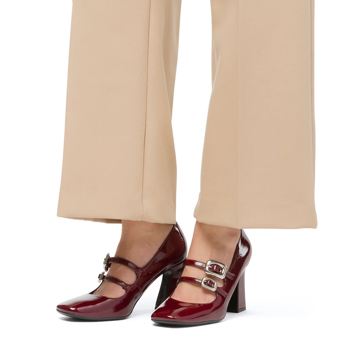 Décolleté Mary Jane da donna bordeaux burgundy effetto vernice con tacco 8 cm Swish Jeans - Image 3