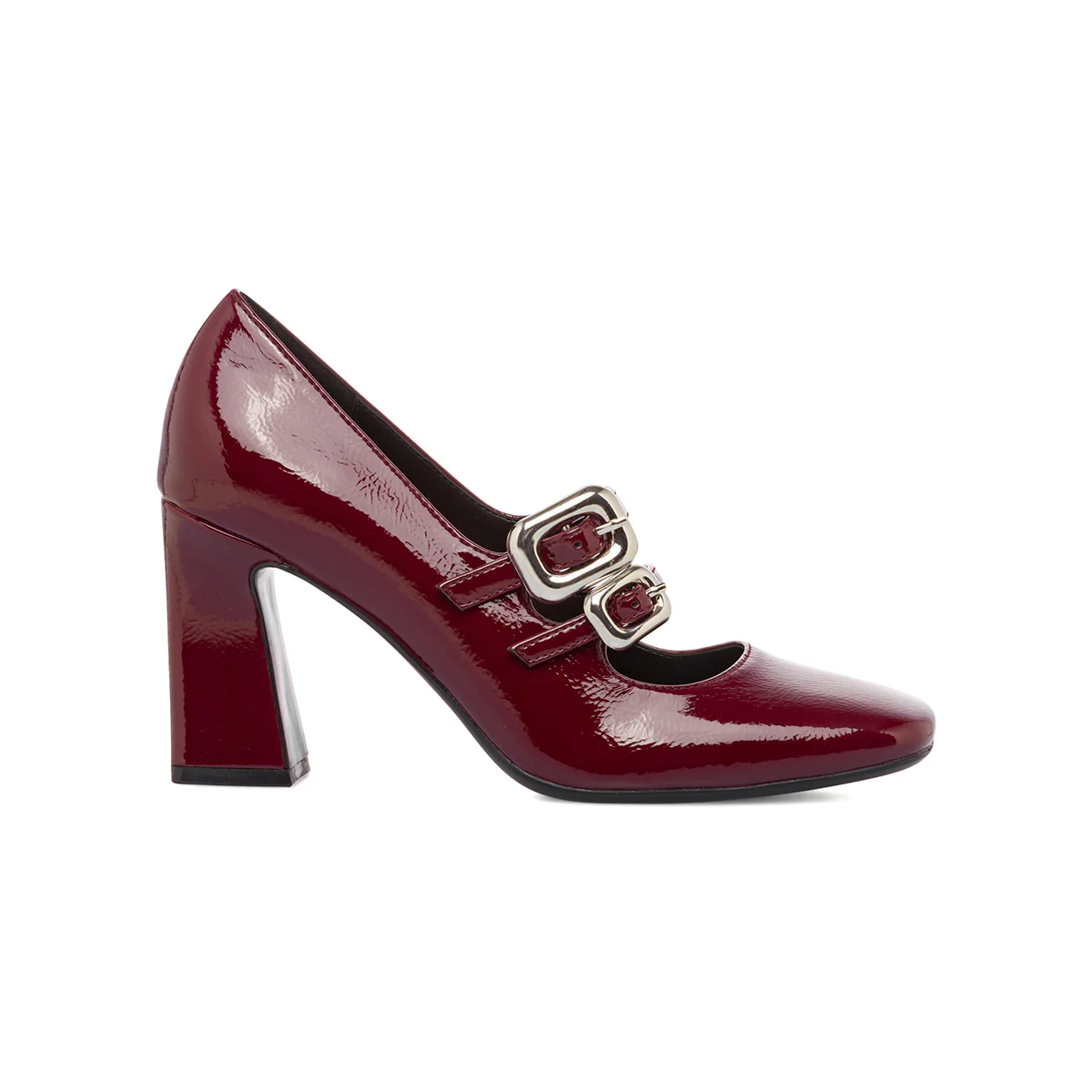 Décolleté Mary Jane da donna bordeaux burgundy effetto vernice con tacco 8 cm Swish Jeans - Image 4