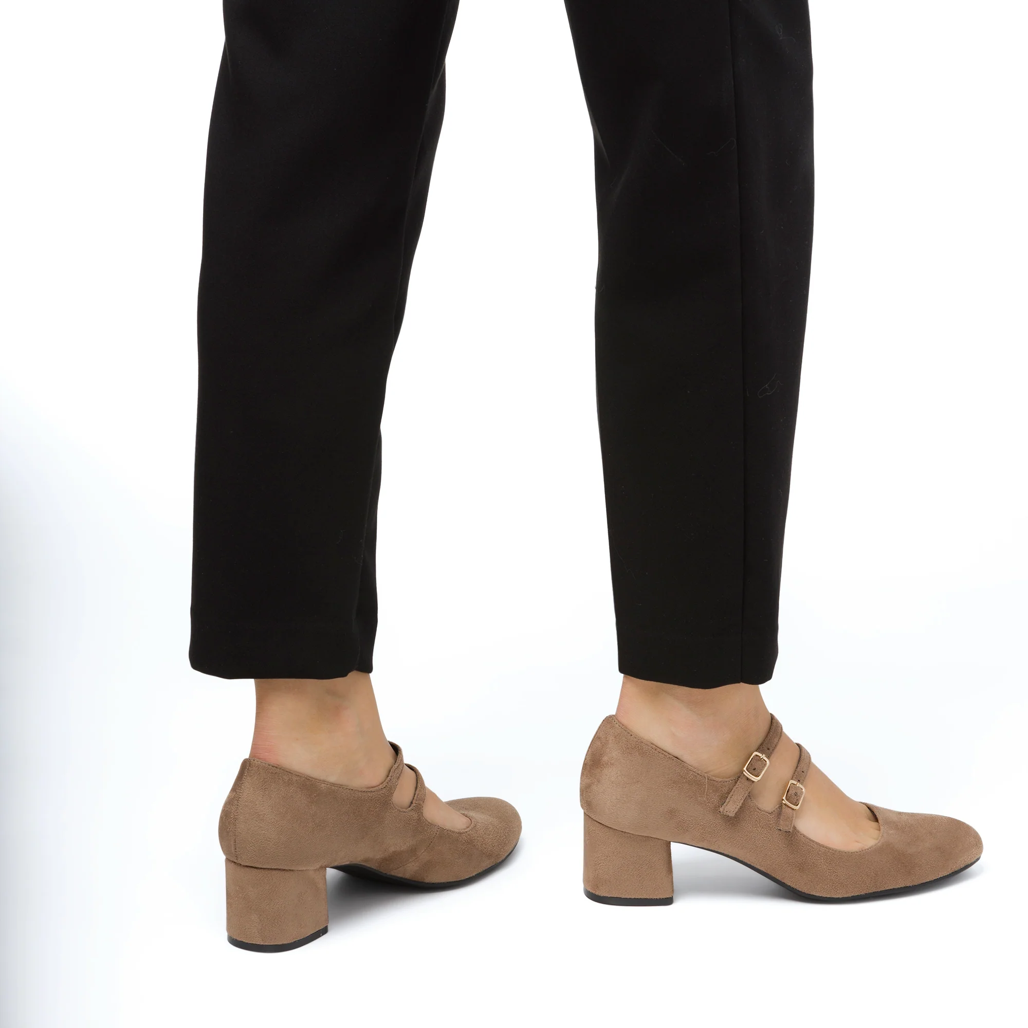 Décolleté Mary Jane donna taupe effetto scamosciato con tacco 5 cm P Soft - Image 2