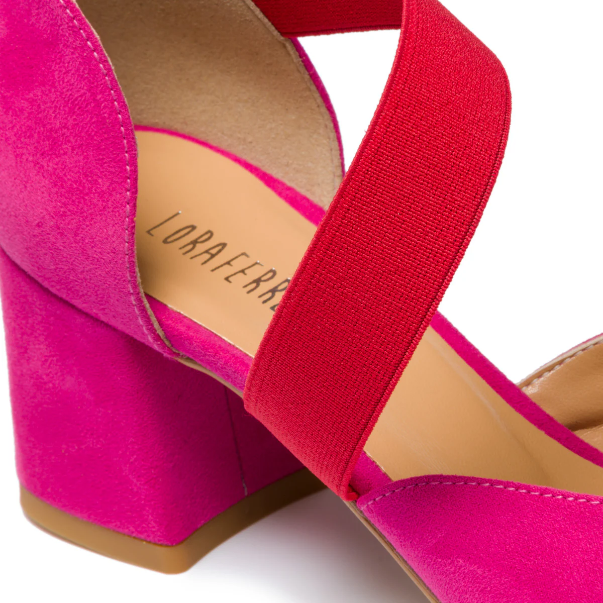 Décolleté fucsia e rosse in microfibra con tacco 5 cm Lora Ferres - Image 6