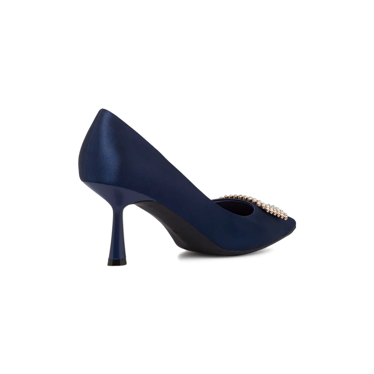Décolleté gioiello blu in raso con perline e tacco 7 cm Romeo Gigli Milano - Image 3