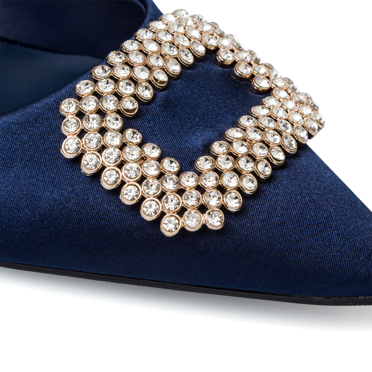 Décolleté gioiello blu in raso con perline e tacco 7 cm Romeo Gigli Milano - Image 5
