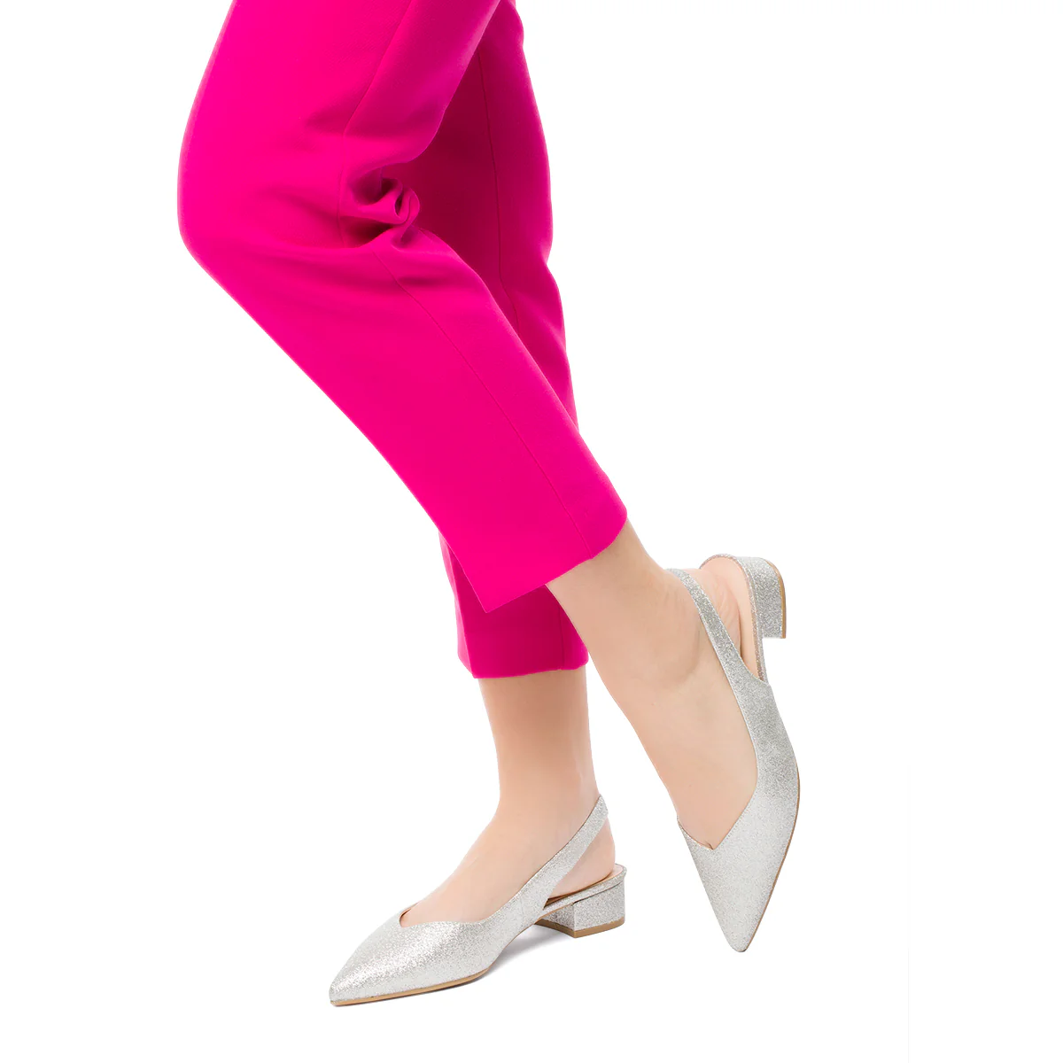 Décolleté gioiello slingback argento glitterate con tacco 3 cm Lora Ferres - Image 3