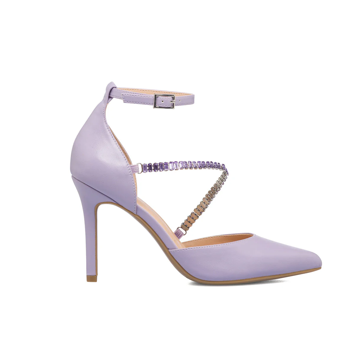 Décolleté lilla con catenina e tacco a stiletto 9 cm Lora Ferres - Image 4
