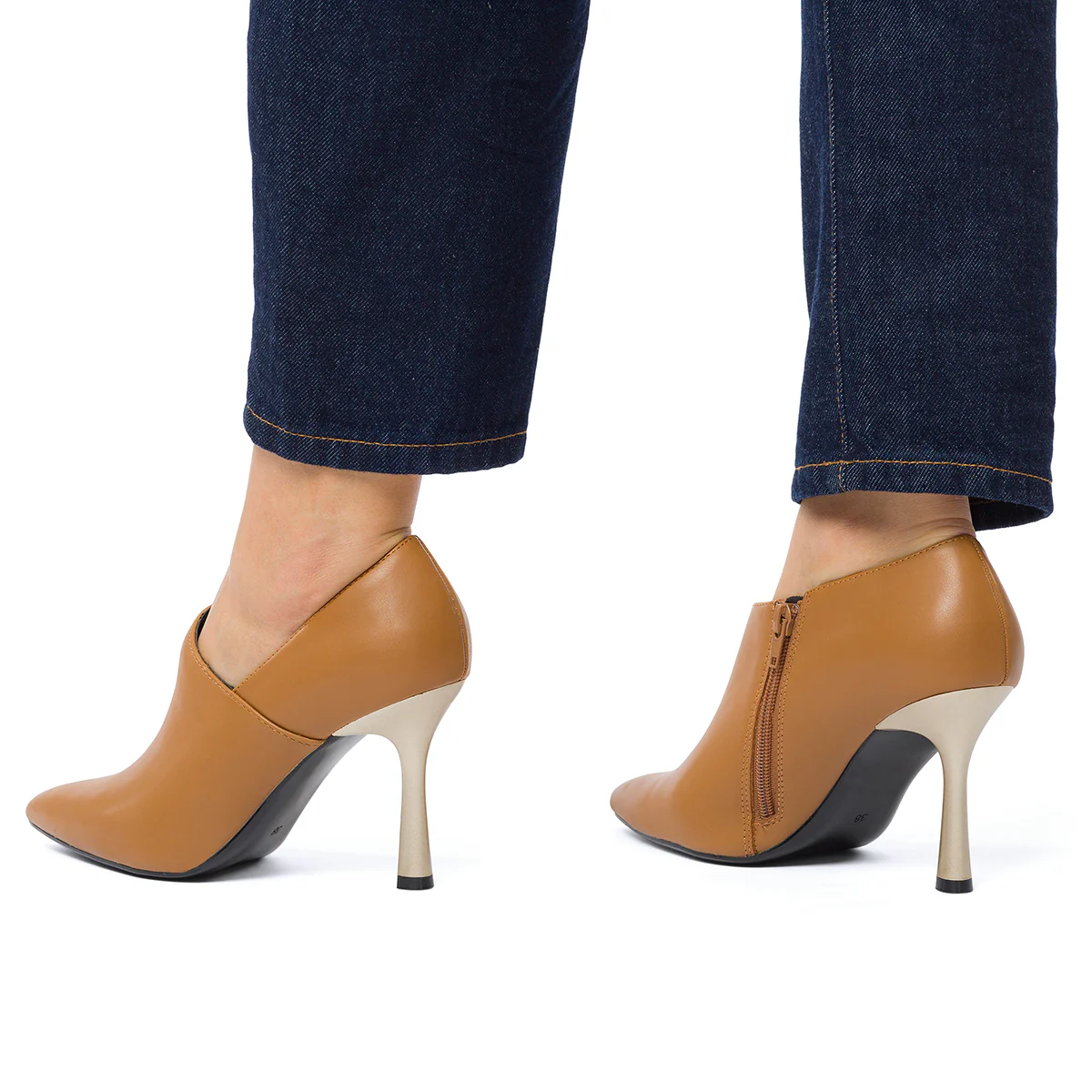 Décolleté marroni con zip e tacco a stiletto 9 cm Lora Ferres - Image 2
