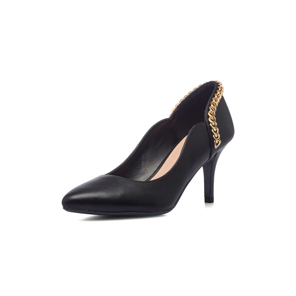 Décolleté nere con catenina oro e tacco 7 cm Lora Ferres - Image 2