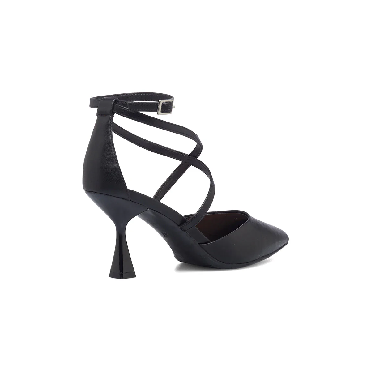 Décolleté nere con cinturini incrociati e tacco a rocchetto 7 cm Lora Ferres - Image 6