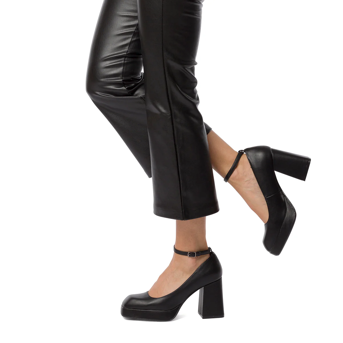 Décolleté nere con punta squadrata e tacco a blocco 9 cm Swish Jeans - Image 4
