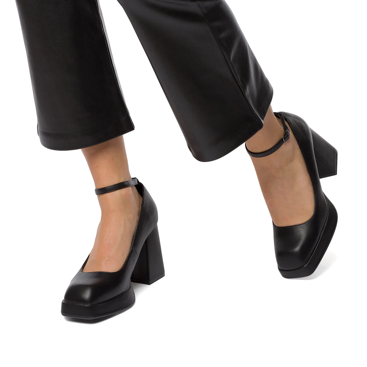 Décolleté nere con punta squadrata e tacco a blocco 9 cm Swish Jeans - Image 7
