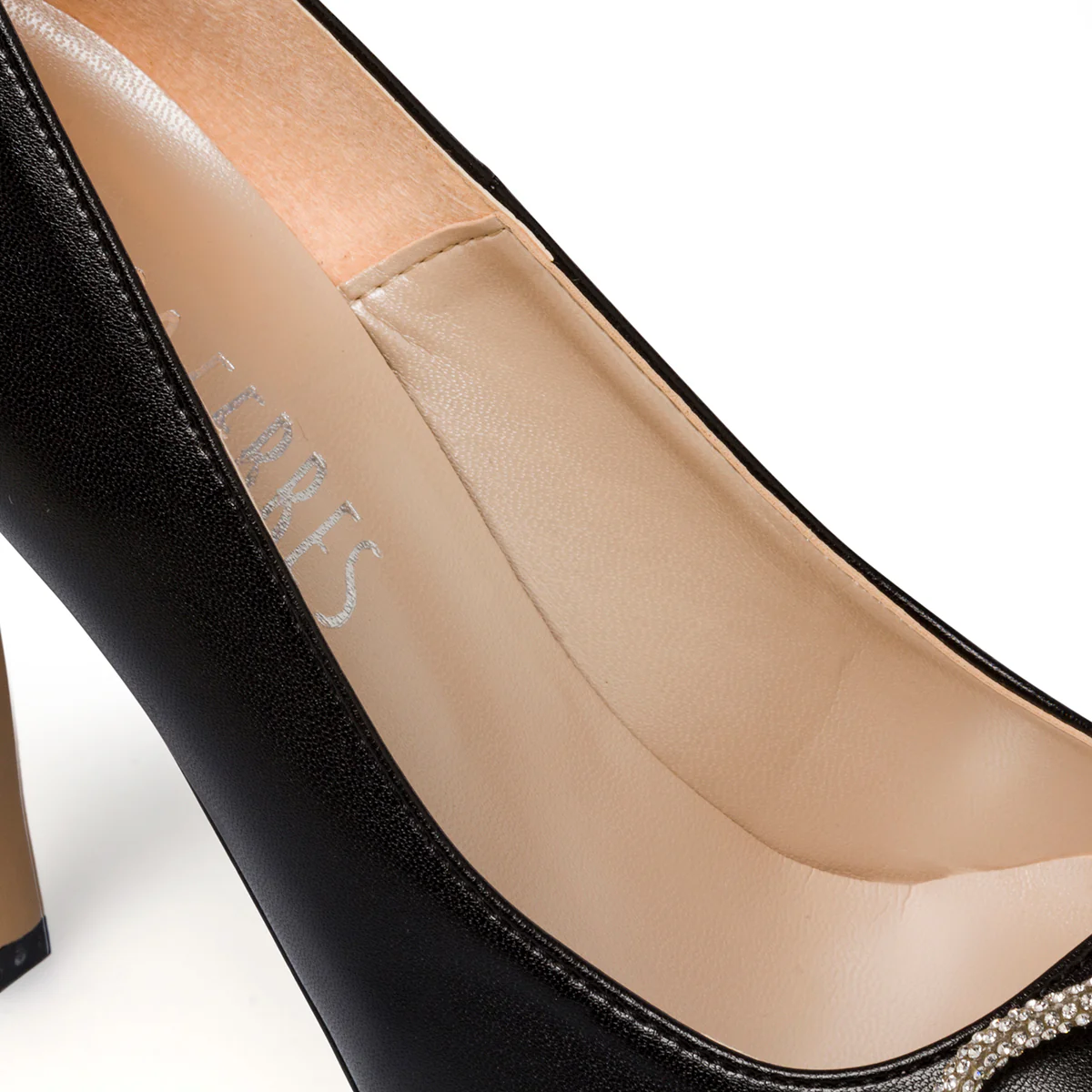 Décolleté nere con tacco 10 cm e fiocchetto con strass Lora Ferres - Image 6