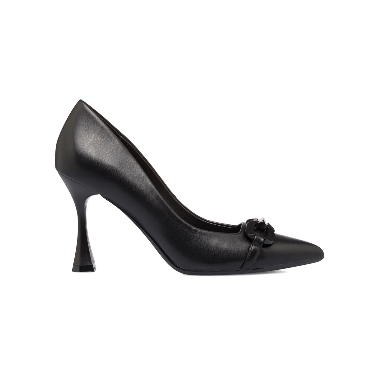 Décolleté nere con tacco a rocchetto 9 cm e maxi-catena Lora Ferres - Image 4