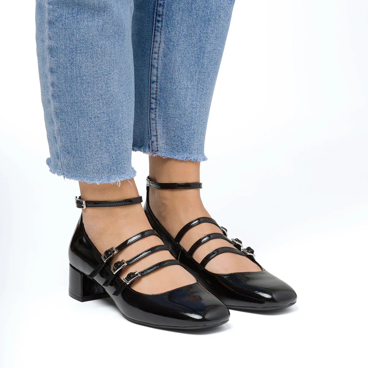 Décolleté Mary Jane nere da donna effetto vernice con tacco 4 cm Swish Jeans - Image 2