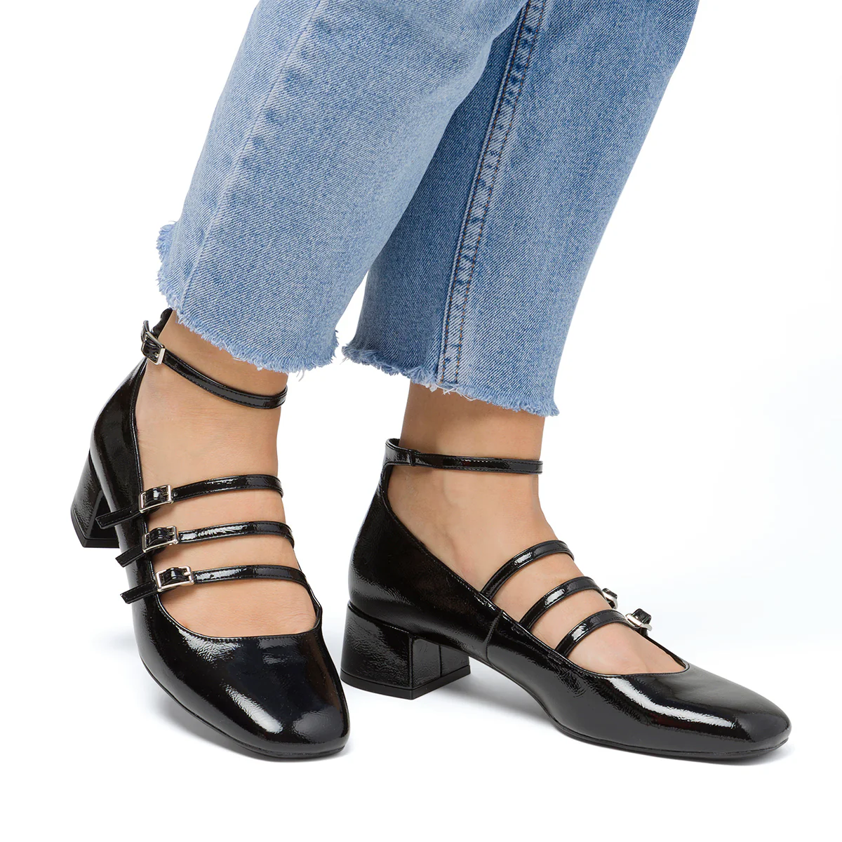 Décolleté Mary Jane nere da donna effetto vernice con tacco 4 cm Swish Jeans - Image 3