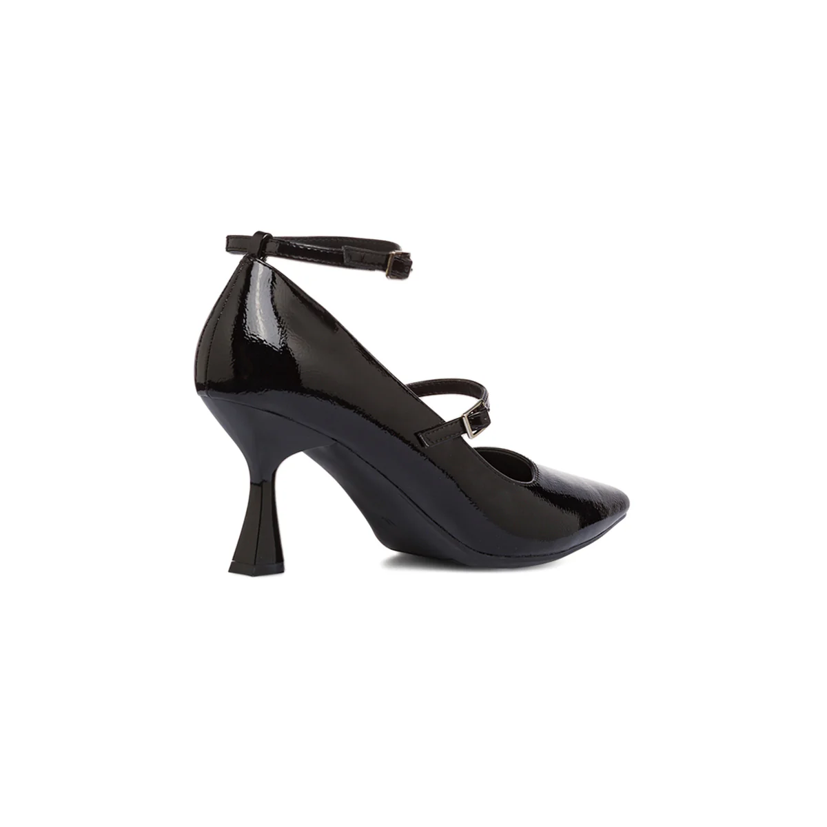 Décolleté Mary Jane nere effetto vernice da donna Lora Ferres con cinturini e tacco rocchetto 7 cm - Image 6