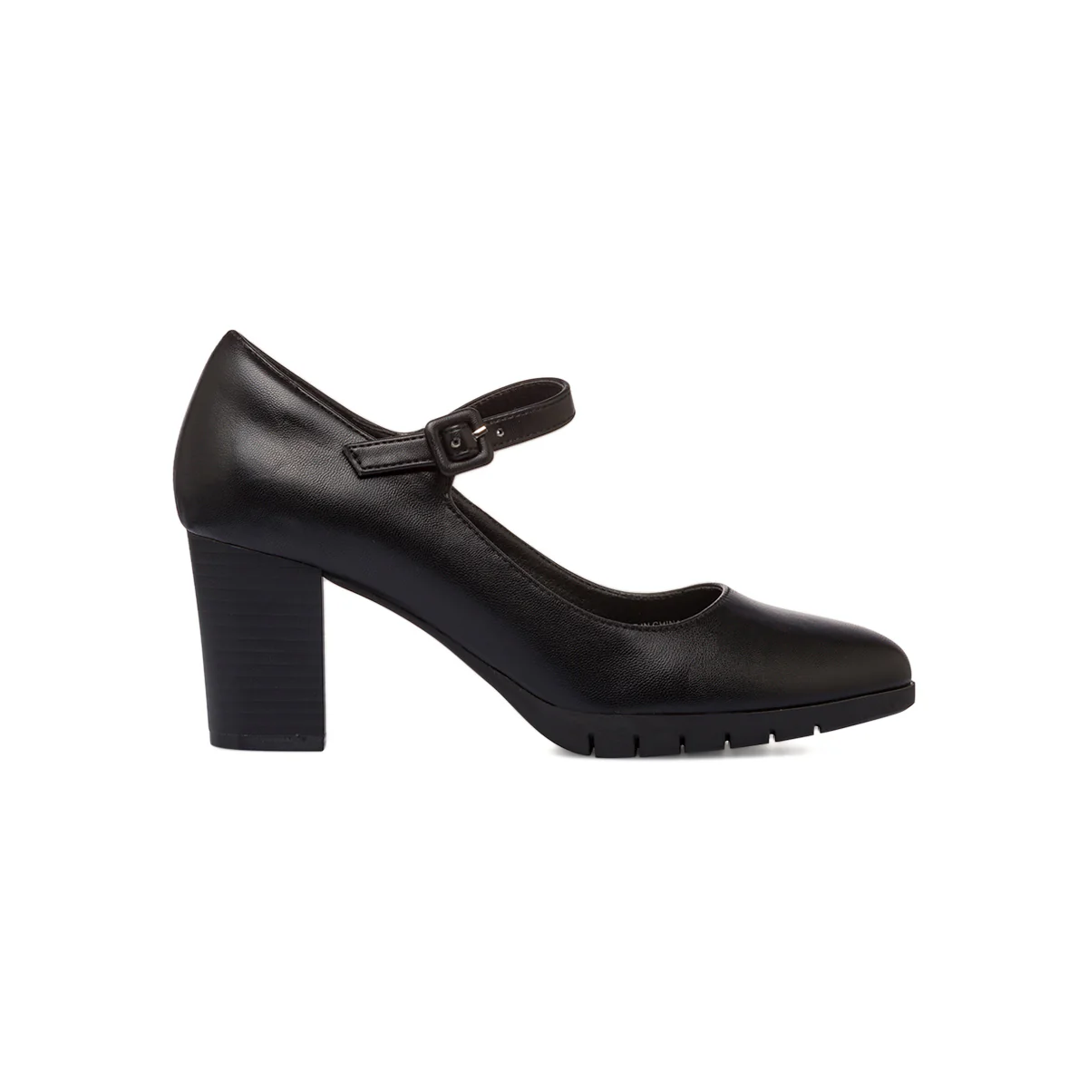 Décolleté nere da donna P Soft con cinturino e tacco 7 cm
