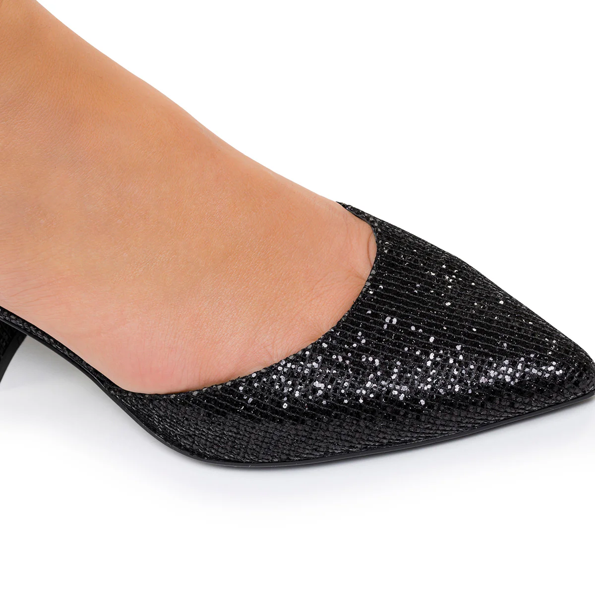 Décolleté nere effetto glitterato con cinturino alla caviglia Lora Ferres - Image 2