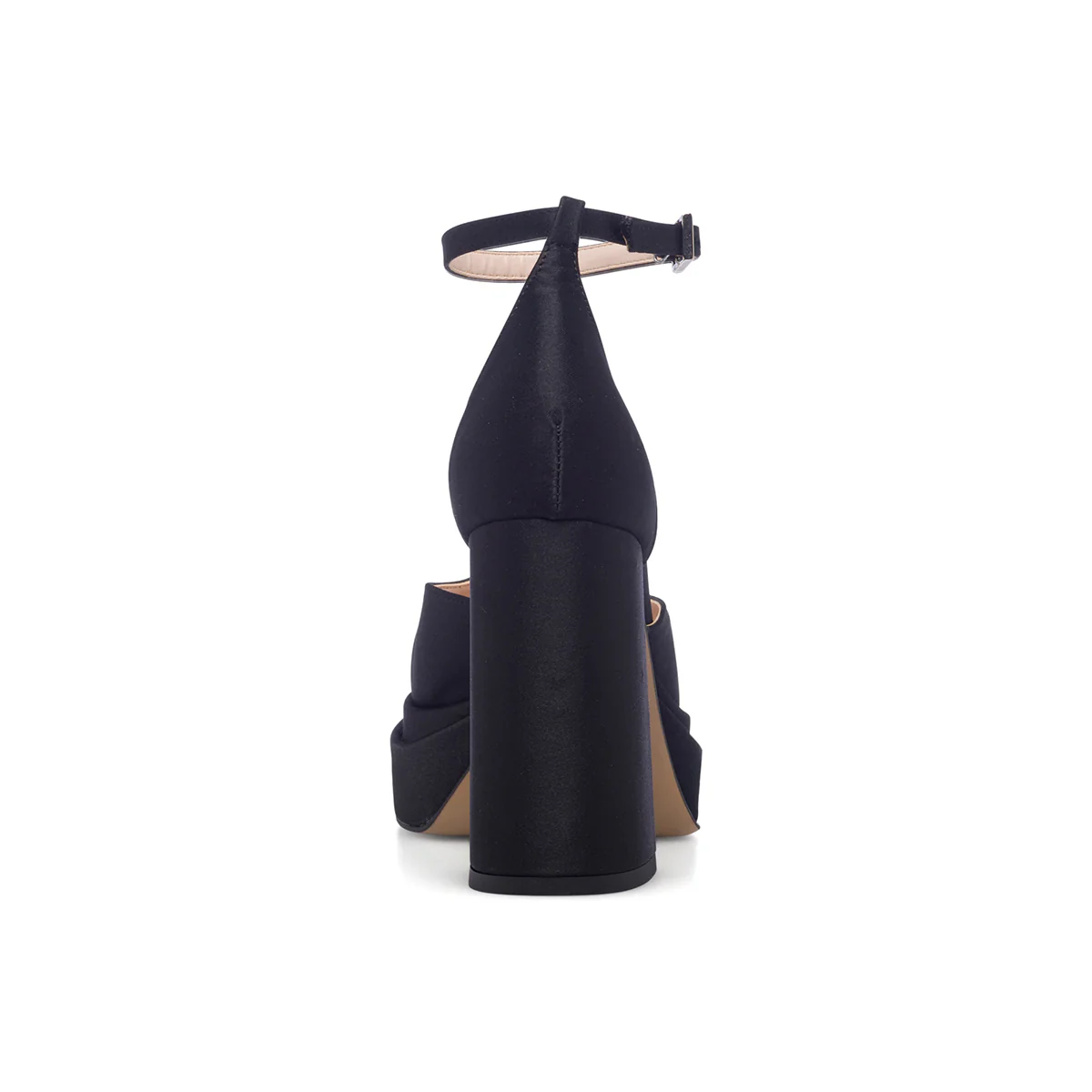 Décolleté nere in raso con doppio plateau e tacco 11 cm Lora Ferres - Image 4