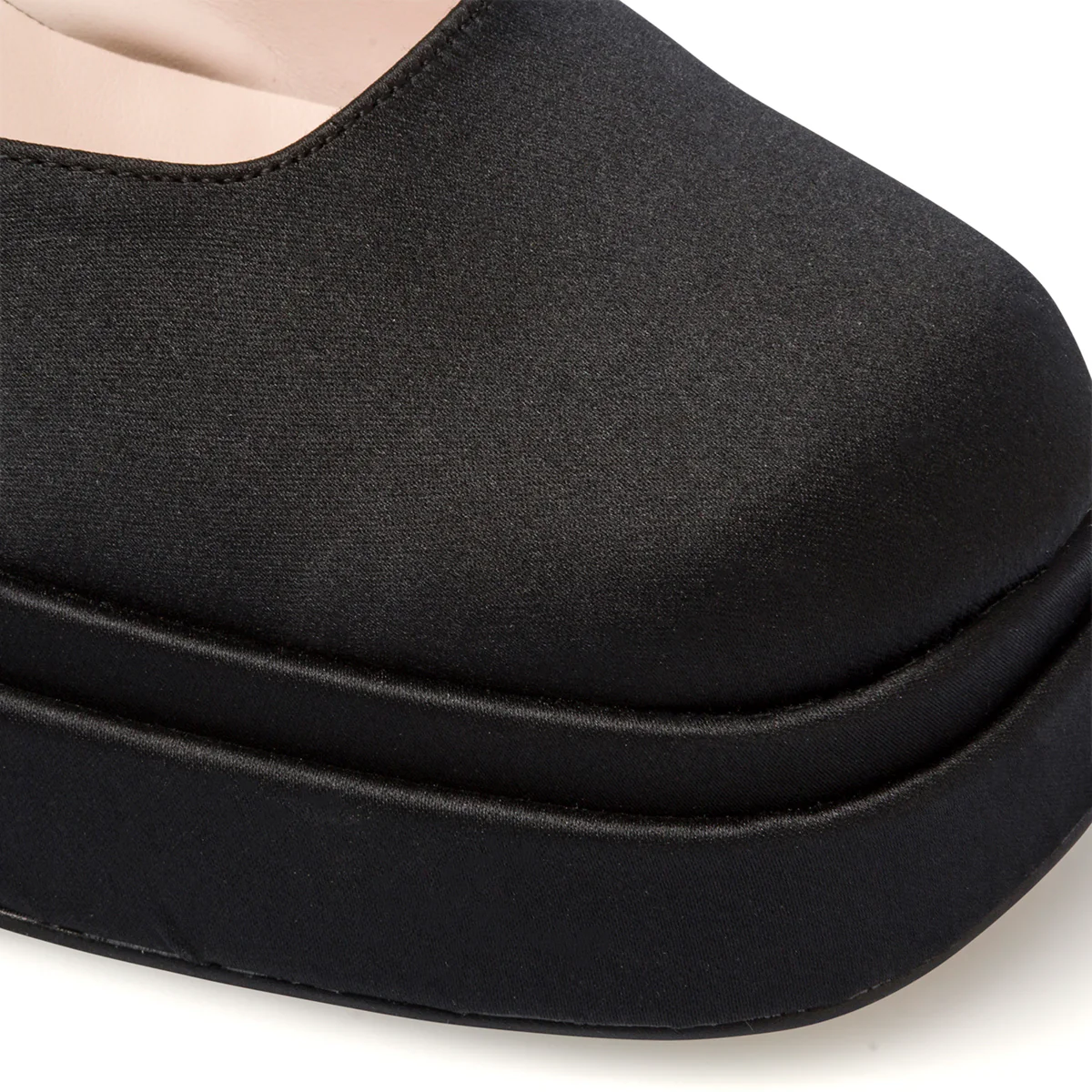 Décolleté nere in raso con doppio plateau e tacco 11 cm Lora Ferres - Image 5