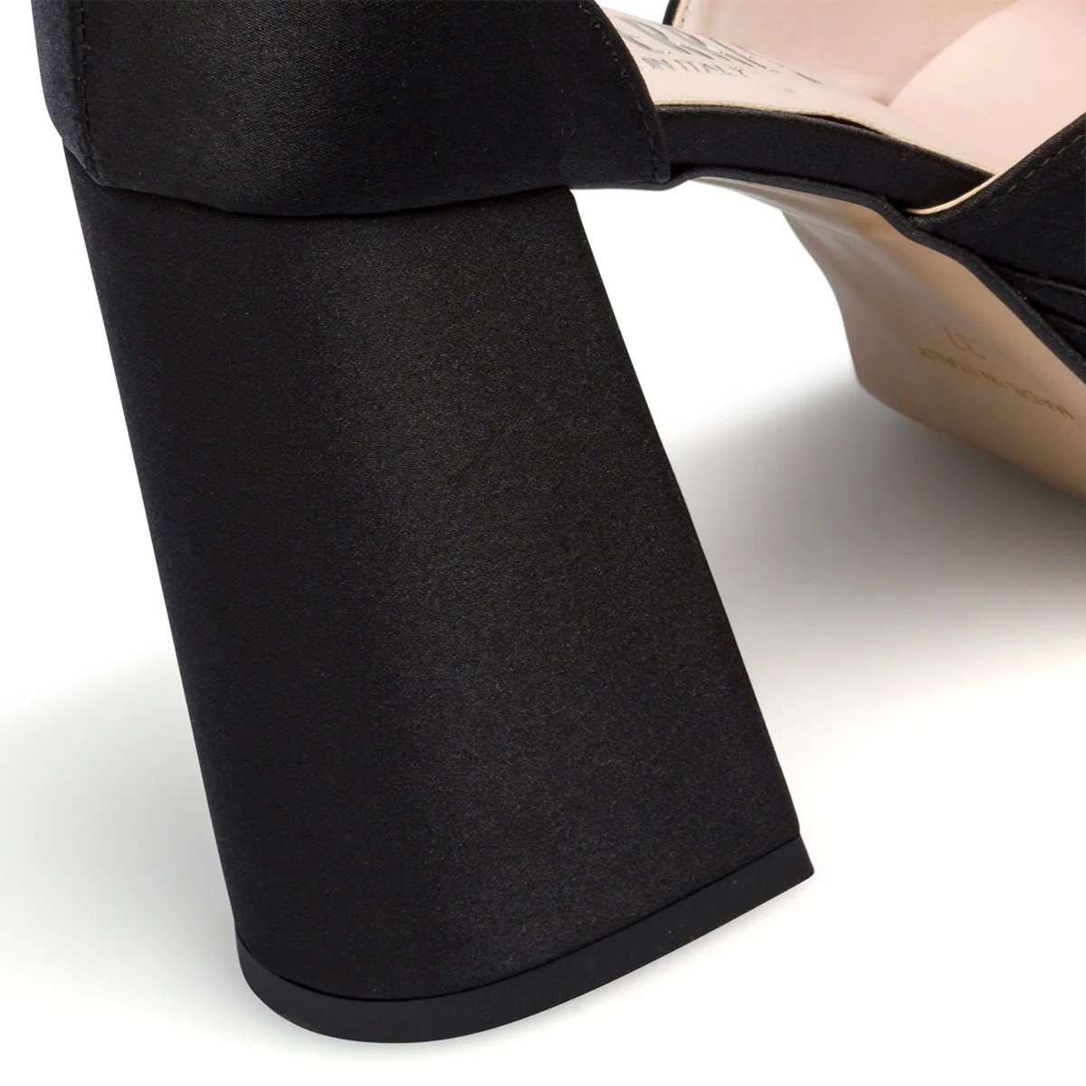 Décolleté nere in raso con doppio plateau e tacco 11 cm Lora Ferres - Image 7