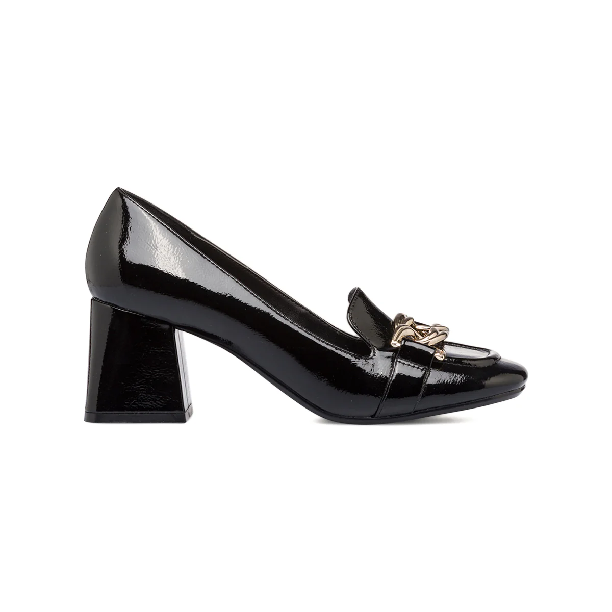 Décolleté nere in vernice con maxi-catena e tacco 6,5 cm Lora Ferres - Image 4