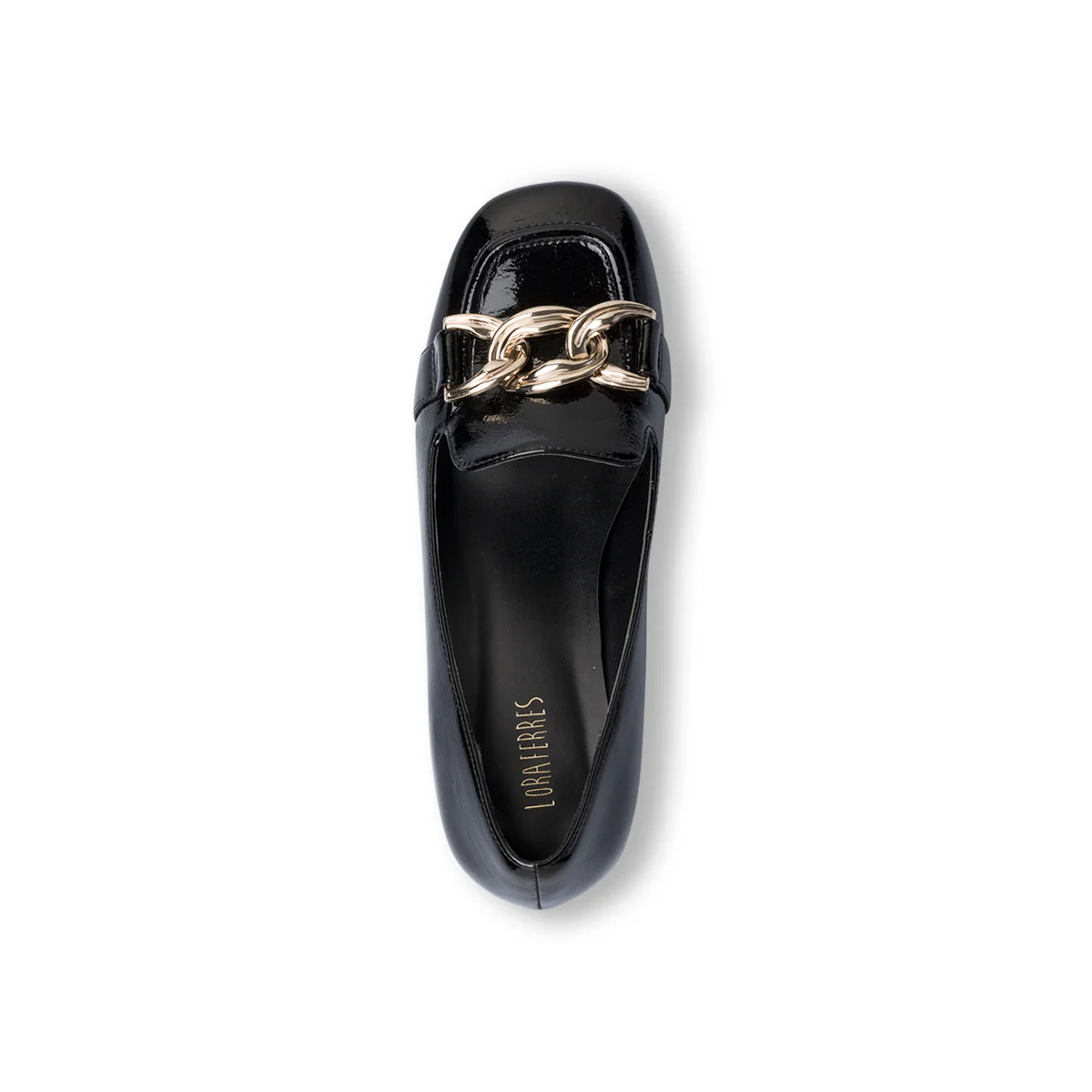 Décolleté nere in vernice con maxi-catena e tacco 6,5 cm Lora Ferres - Image 8