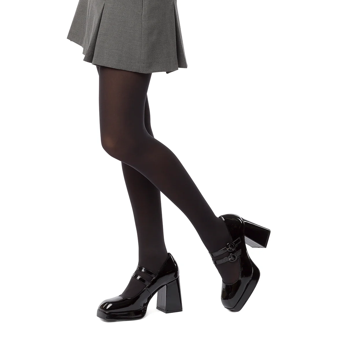 Décolleté nere in vernice con punta squadrata e tacco a blocco 9 cm Swish Jeans - Image 3