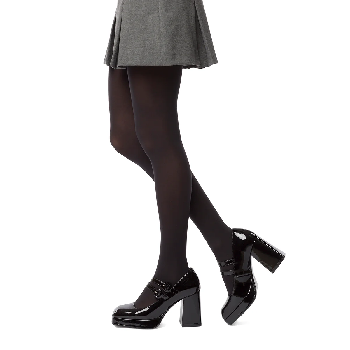 Décolleté nere in vernice con punta squadrata e tacco a blocco 9 cm Swish Jeans - Image 4