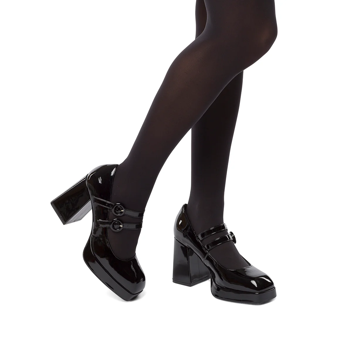 Décolleté nere in vernice con punta squadrata e tacco a blocco 9 cm Swish Jeans - Image 5