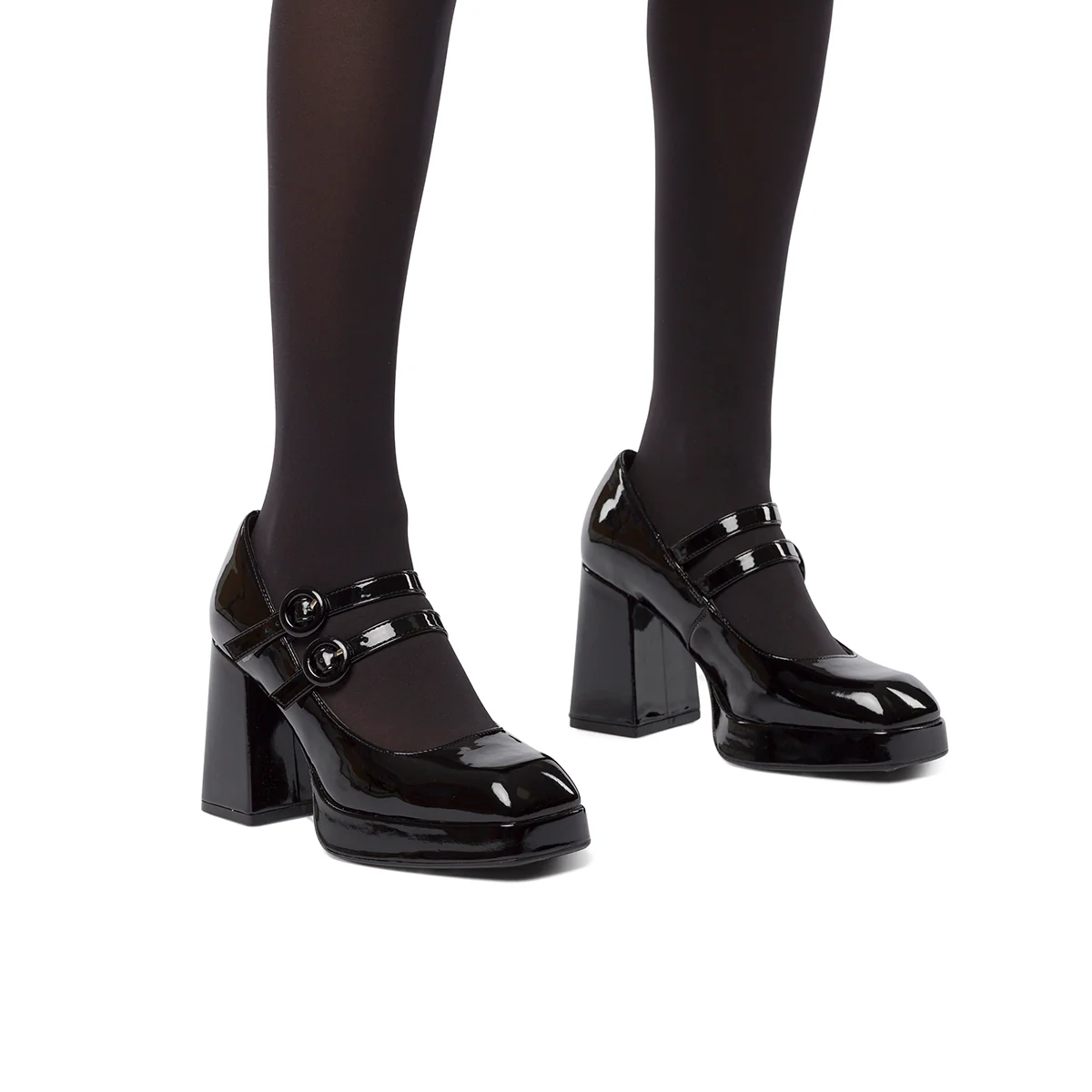 Décolleté nere in vernice con punta squadrata e tacco a blocco 9 cm Swish Jeans - Image 7