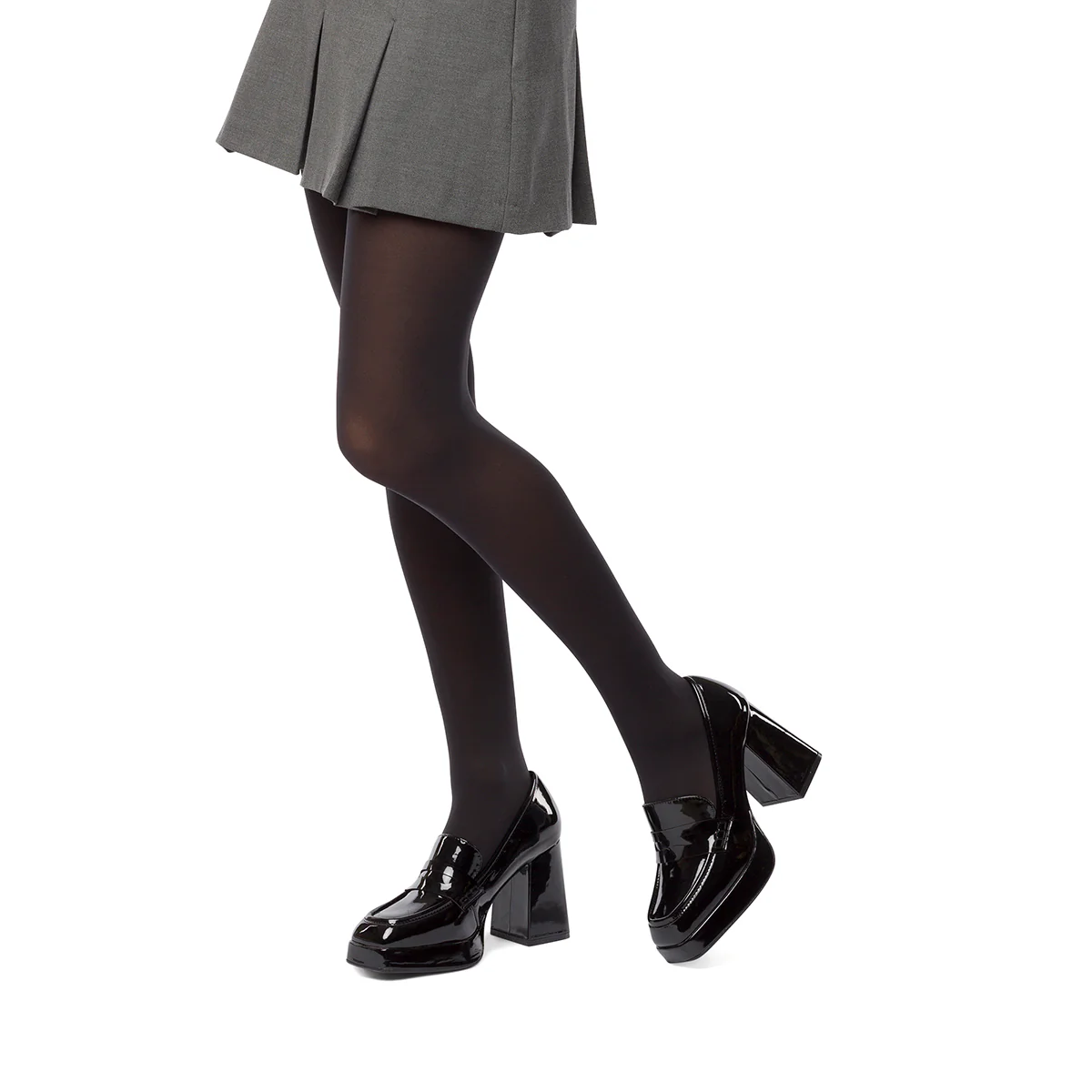 Mocassini neri in vernice con punta squadrata e tacco a blocco 9 cm Swish Jeans - Image 3
