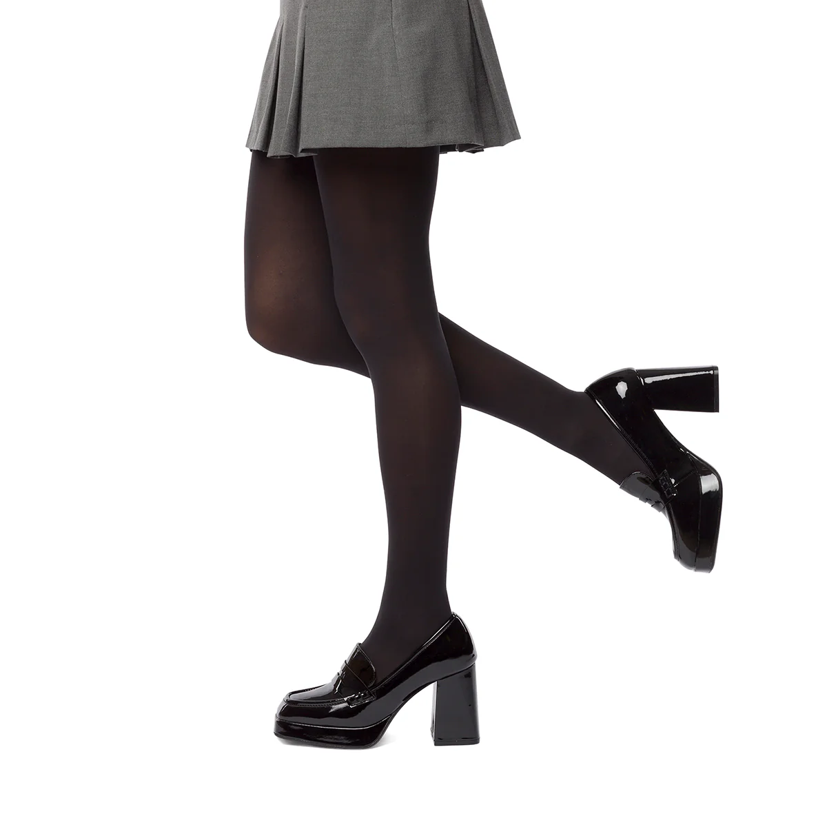 Mocassini neri in vernice con punta squadrata e tacco a blocco 9 cm Swish Jeans - Image 4