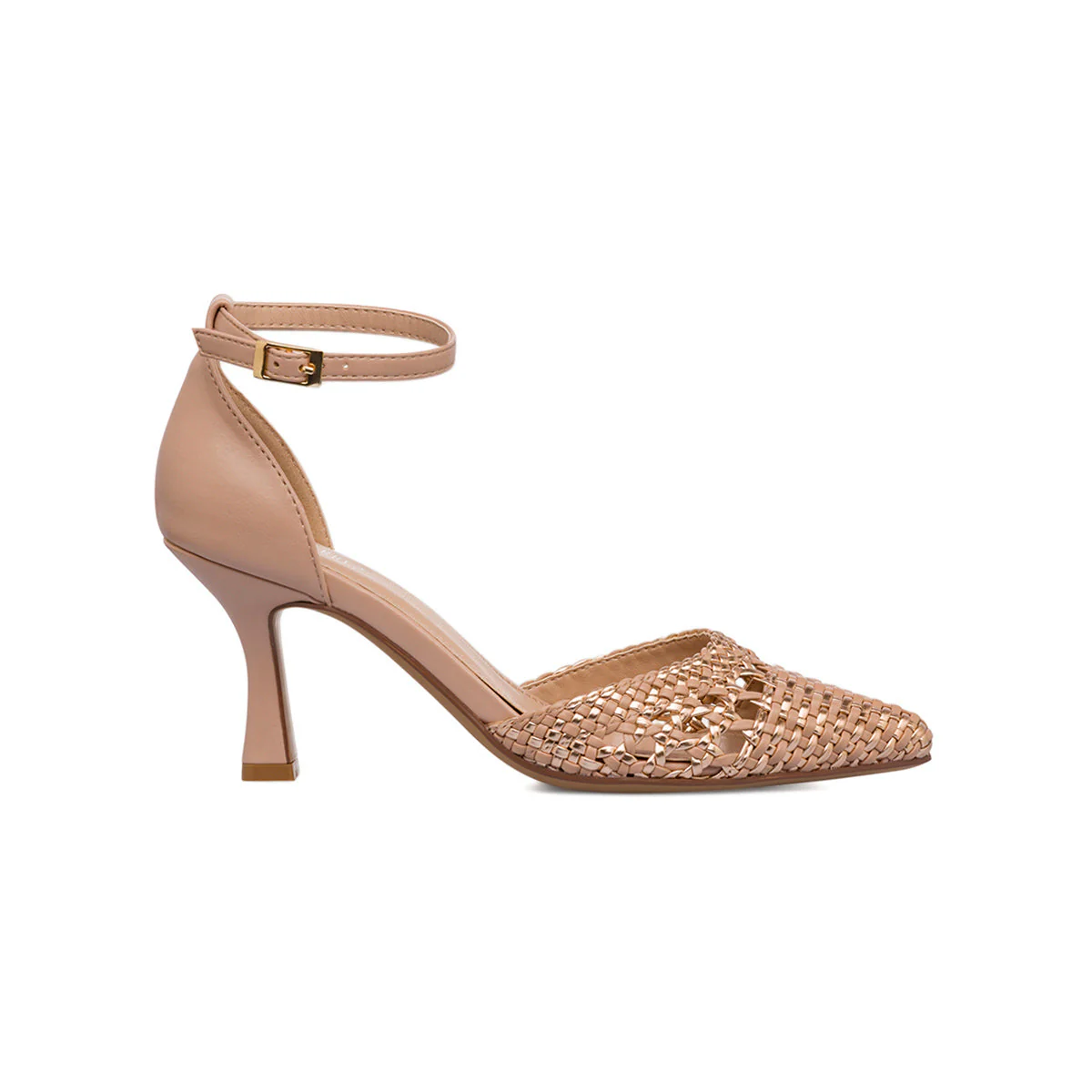 Décolleté nude da Donna con cinturino e motivo intreccio con tacco 7,5 cm Lora Ferres - Image 4