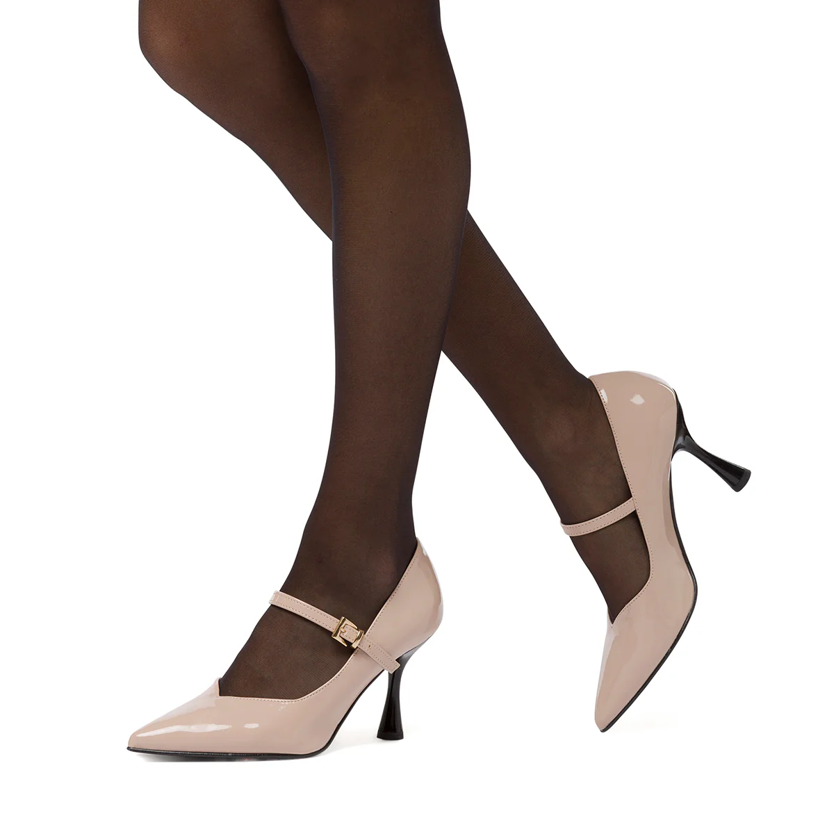 Décolleté nude effetto vernice con tacco 9 cm Lora Ferres