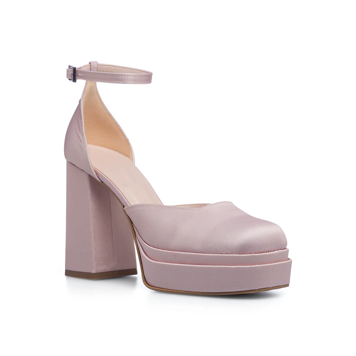 Décolleté nude in raso con doppio plateau e tacco 11 cm Lora Ferres - Image 2